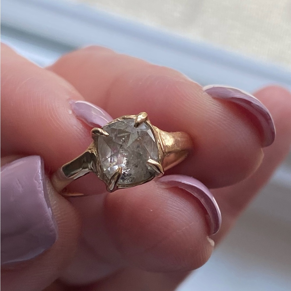 Margaret Cross Till Death 14k Salt & Pepper Diamond Skull Ring